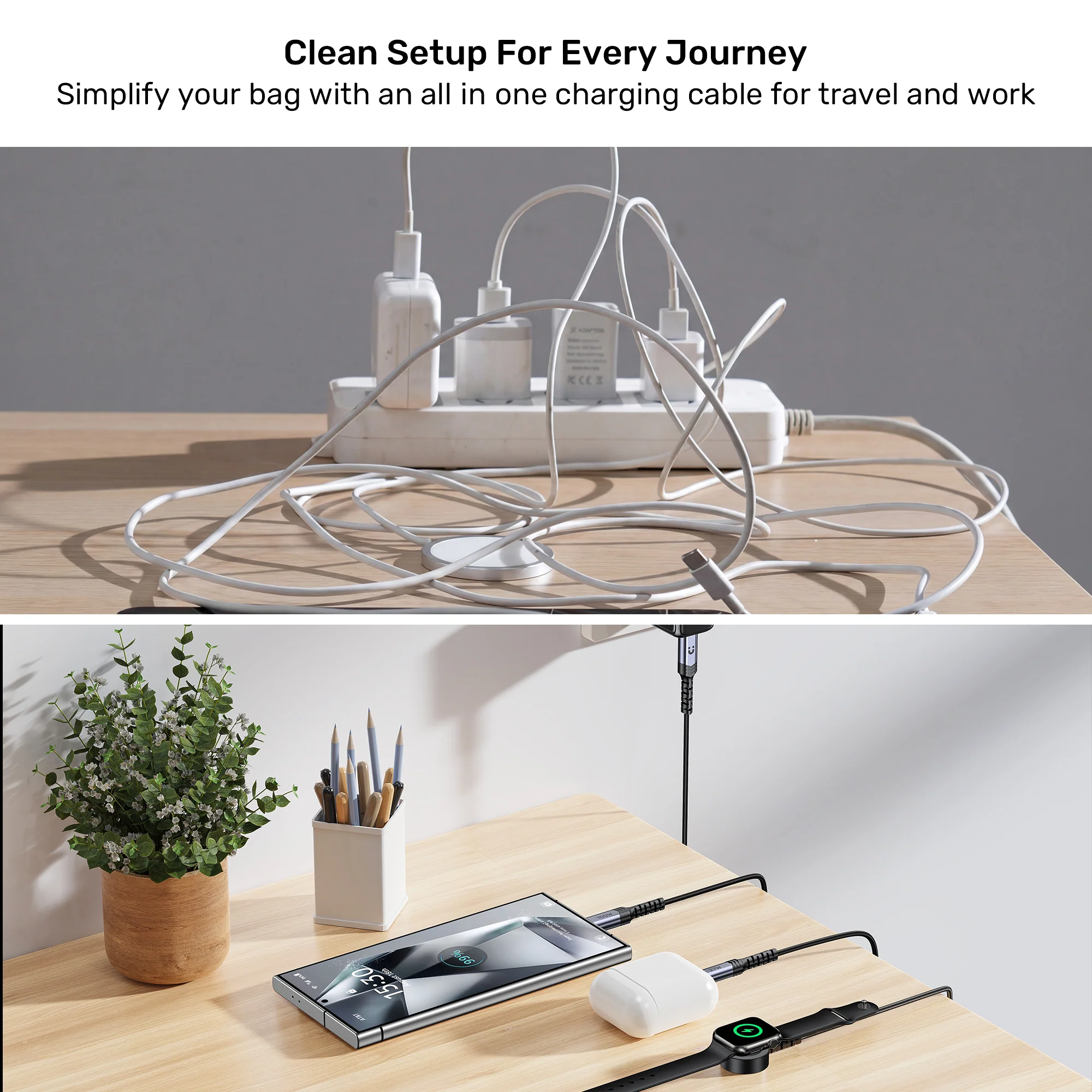 UNITEK C14180AGY01 1.2M 3 in 1 cable offers 100W USB C PD, 27W Lightning, 2.5W Apple Watch 07