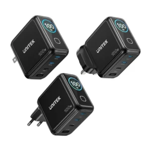UNITEK P1131ABK01 EU Rexo 100W 4 Port GaN Fast Charger with Smart Display