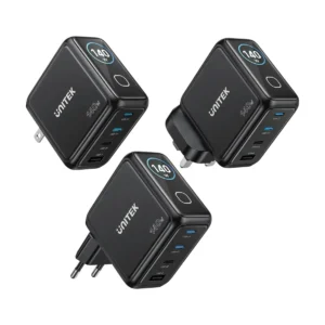 UNITEK P1132ABK01 EU Rexo 140W 4 Port GaN Fast Charger with Smart Display