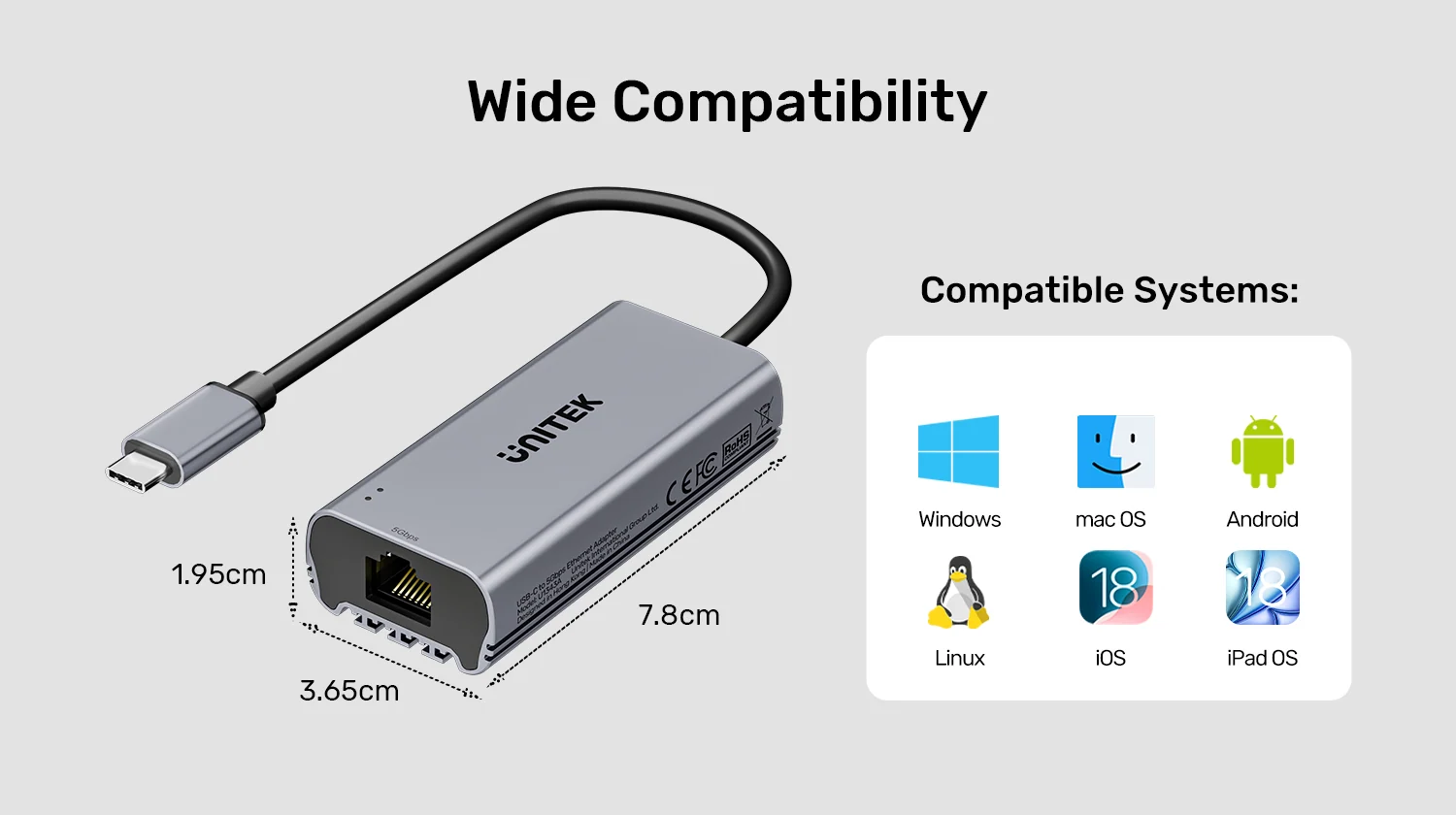UNITEK U1343AGY01 USB C to 5Gbps Ethernet Adapter 005 UNITEK U1343AGY01 USB C to 5Gbps Ethernet Adapter 005